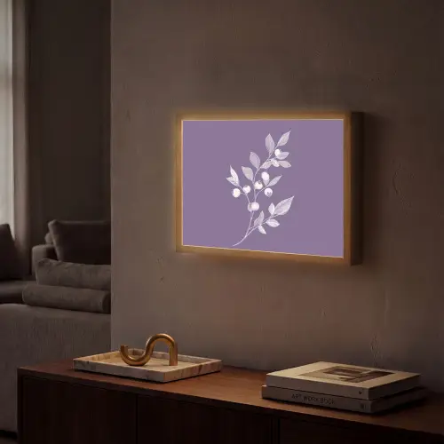 Tak - Sierlijk - Bladeren - Minimalistisch Light Box met batterij (Wandlamp) middel -sfeer1