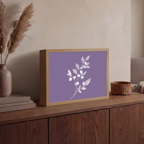 Tak - Sierlijk - Bladeren - Minimalistisch Light Box met batterij (Wandlamp) middel -sfeer2