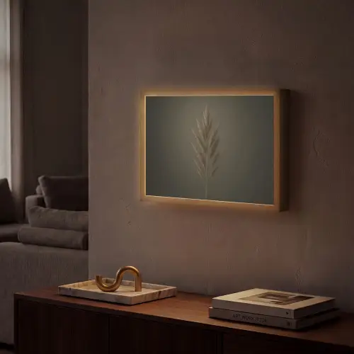 Tak - Pluimgras - Donkerbruin Light Box met batterij (Wandlamp) middel -sfeer1