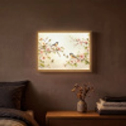 Takken - Bloemen - Vogeltjes - Roze Light Box met batterij (Wandlamp) middel -sfeer4