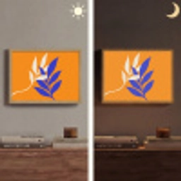 Takken - Bladeren - Minimalistisch - Blauw Light Box met batterij (Wandlamp) middel -sfeer3