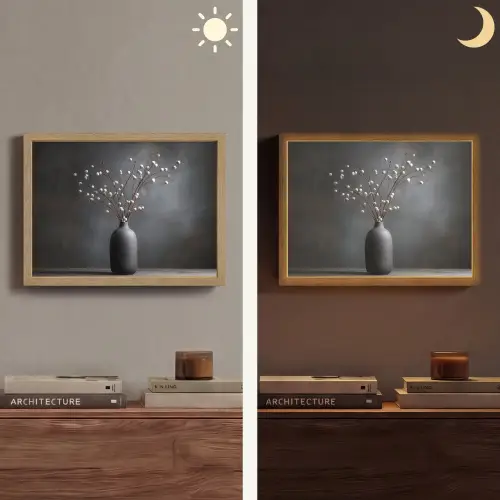 Takken - Vaas - Bolletjes - Wit Light Box met batterij (Wandlamp) middel -sfeer3