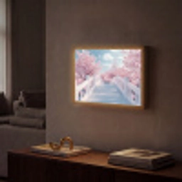 Brug - Kersenbomen - Wit Light Box met batterij (Wandlamp) middel -sfeer1
