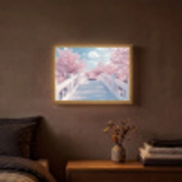 Brug - Kersenbomen - Wit Light Box met batterij (Wandlamp) middel -sfeer4
