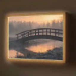 Brug - Mist - Bomen - Water Light Box met batterij (Wandlamp) middel -z3d_website