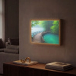 Brug - Water - Rivier - Bos Light Box met batterij (Wandlamp) middel -sfeer1