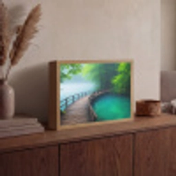 Brug - Water - Rivier - Bos Light Box met batterij (Wandlamp) middel -sfeer2