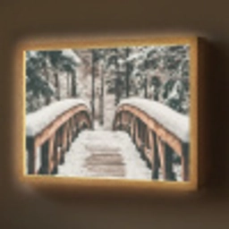 Brug - Winterlandschap - Bos - Natuur - Sneeuw Light Box met batterij (Wandlamp) middel -z3d_website