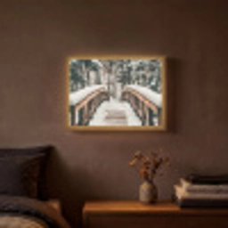 Brug - Winterlandschap - Bos - Natuur - Sneeuw Light Box met batterij (Wandlamp) middel -sfeer4