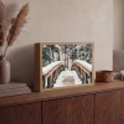 Brug - Winterlandschap - Bos - Natuur - Sneeuw Light Box met batterij (Wandlamp) middel -sfeer2