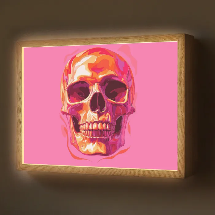 Felroze - Tanden - Schedel Light Box met batterij (Wandlamp) middel -z3d_website