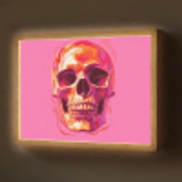 Felroze - Tanden - Schedel Light Box met batterij (Wandlamp) middel -z3d_website