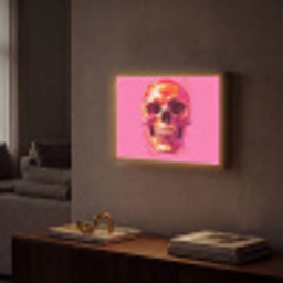 Felroze - Tanden - Schedel Light Box met batterij (Wandlamp) middel -sfeer1