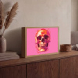 Felroze - Tanden - Schedel Light Box met batterij (Wandlamp) middel -sfeer2