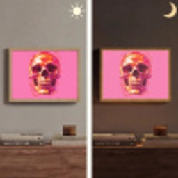 Felroze - Tanden - Schedel Light Box met batterij (Wandlamp) middel -sfeer3