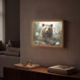 Bruine beer - Wilde dieren - Bloemen - Planten Light Box met batterij (Wandlamp) middel -sfeer1