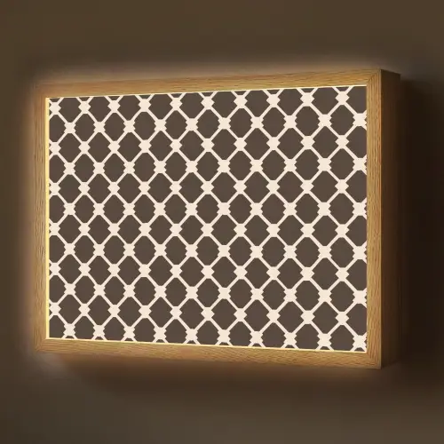 Bruin - Ruitpatroon - Geometrisch Light Box met batterij (Wandlamp) middel 907 -z3d_website