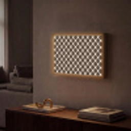 Bruin - Ruitpatroon - Geometrisch Light Box met batterij (Wandlamp) middel 907 -sfeer1