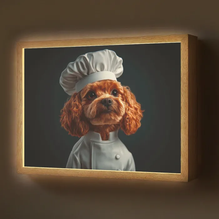 Bruin - Kok - Hondje Light Box met batterij (Wandlamp) middel -z3d_website