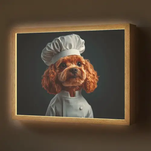 Bruin - Kok - Hondje Light Box met batterij (Wandlamp) middel -z3d_website
