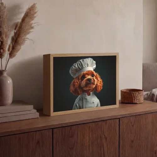 Bruin - Kok - Hondje Light Box met batterij (Wandlamp) middel -sfeer2