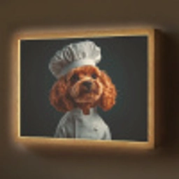 Bruin - Kok - Hondje Light Box met batterij (Wandlamp) middel -z3d_website