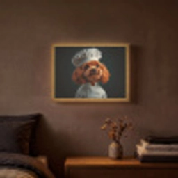 Bruin - Kok - Hondje Light Box met batterij (Wandlamp) middel -sfeer4