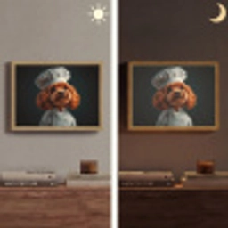 Bruin - Kok - Hondje Light Box met batterij (Wandlamp) middel -sfeer3