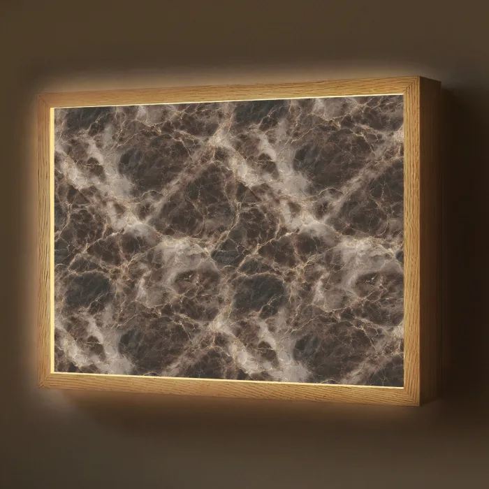 Bruin - Goud - Marmer Light Box met batterij (Wandlamp) middel 907 -z3d_website