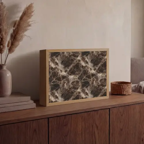 Bruin - Goud - Marmer Light Box met batterij (Wandlamp) middel 907 -sfeer2