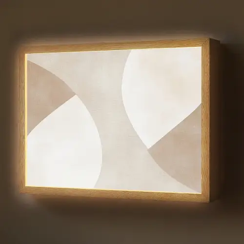 Bruin - Japandi - Abstract Light Box met batterij (Wandlamp) middel -z3d_website