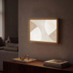 Bruin - Japandi - Abstract Light Box met batterij (Wandlamp) middel -sfeer1