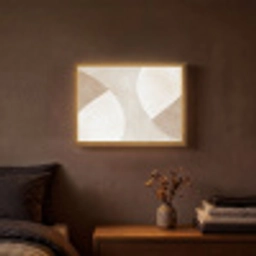 Bruin - Japandi - Abstract Light Box met batterij (Wandlamp) middel -sfeer4