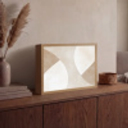 Bruin - Japandi - Abstract Light Box met batterij (Wandlamp) middel -sfeer2