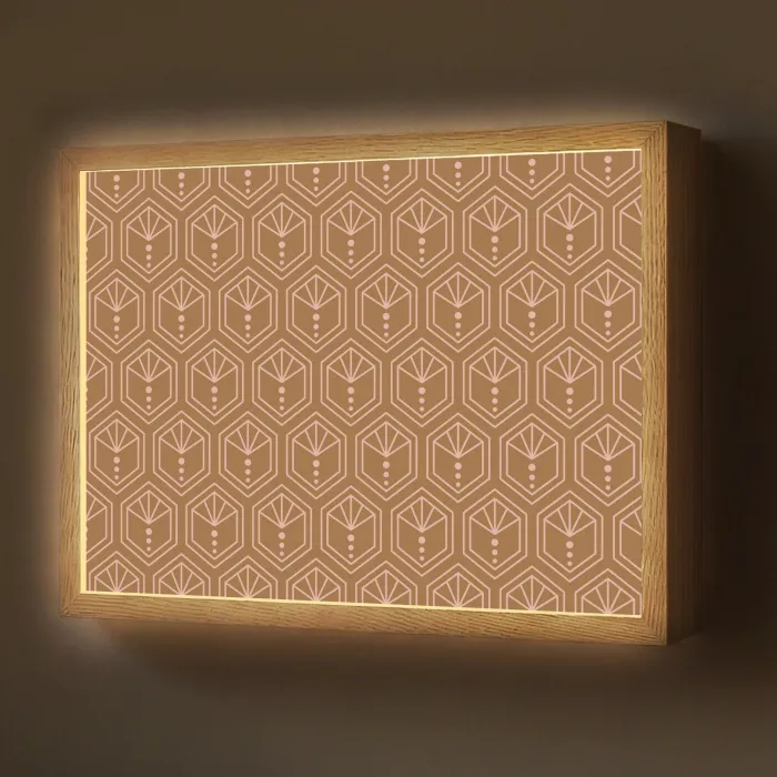 Bruin - Roze - Geometrisch - Patroon Light Box met batterij (Wandlamp) middel 907 -z3d_website