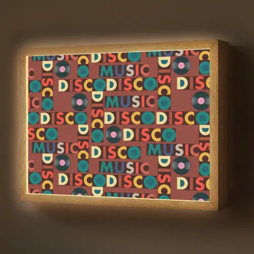 Bruin - Retro - Disco - Patroon Light Box met batterij (Wandlamp) middel 907 -z3d_website