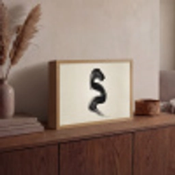 Penseelstreek - Zwart - Minimalistisch Light Box met batterij (Wandlamp) middel -sfeer2