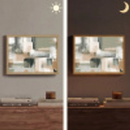 Penseelstreken - Abstract - Aardetinten Light Box met batterij (Wandlamp) middel -sfeer3