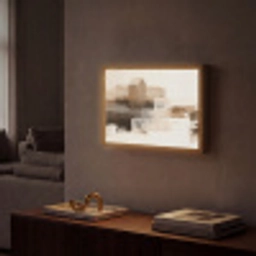 Penseelstreken - Abstract landschap - Rust Light Box met batterij (Wandlamp) middel -sfeer1