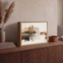 Penseelstreken - Abstract landschap - Rust Light Box met batterij (Wandlamp) middel -sfeer2