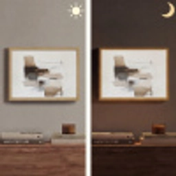 Penseelstreken - Balans - Beige - Bruin Light Box met batterij (Wandlamp) middel -sfeer3