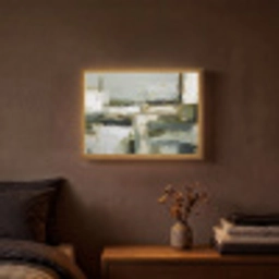 Penseelstreken - Groen - Abstract - Japandi Light Box met batterij (Wandlamp) middel -sfeer4