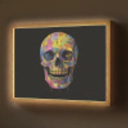 Penseelstreken - Schedel - Kleurrijk - Abstract Light Box met batterij (Wandlamp) middel -z3d_website