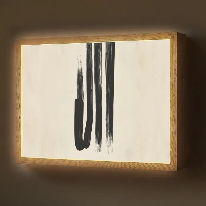 Penseelstreken - Verticaal - Zwart Light Box met batterij (Wandlamp) middel -z3d_website