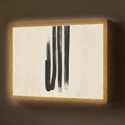 Penseelstreken - Verticaal - Zwart Light Box met batterij (Wandlamp) middel -z3d_website