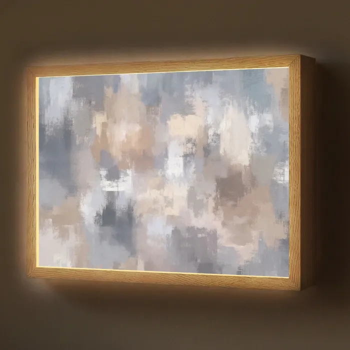 Penseelstreken - Schilderij - Beige Light Box met batterij (Wandlamp) middel -z3d_website