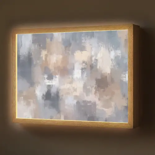 Penseelstreken - Schilderij - Beige Light Box met batterij (Wandlamp) middel -z3d_website
