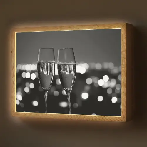Bubbels - Proosten - Champagneglazen - Stadslichten Light Box met batterij (Wandlamp) middel -z3d_website