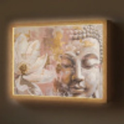 Buddha - Bloem - Goud - Roze - Abstract Light Box met batterij (Wandlamp) middel -z3d_website