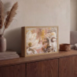 Buddha - Bloem - Goud - Roze - Abstract Light Box met batterij (Wandlamp) middel -sfeer2